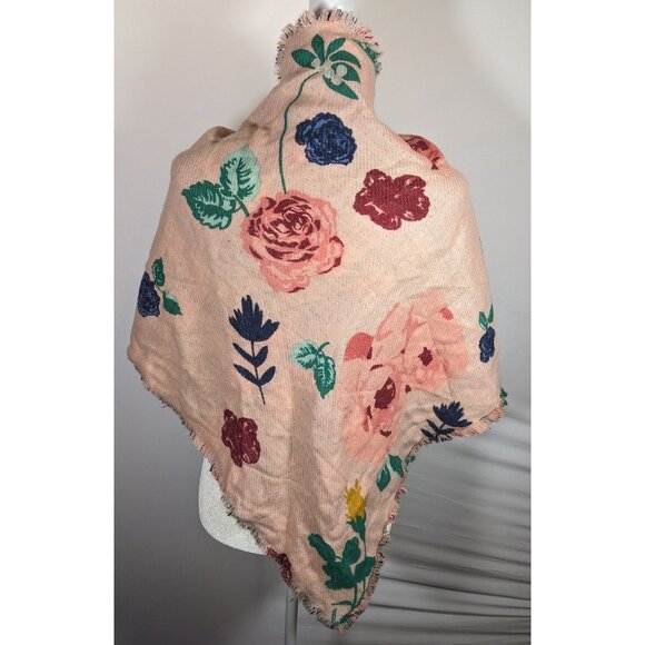 Candies Reversible Plaid And Pink Floral Triangle Shawl - Picture 7 of 7